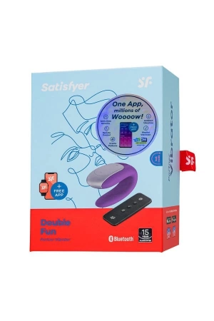 Вибратор для двоих Satisfyer Double Fun (приложение+пульт ДУ), фиолетовый